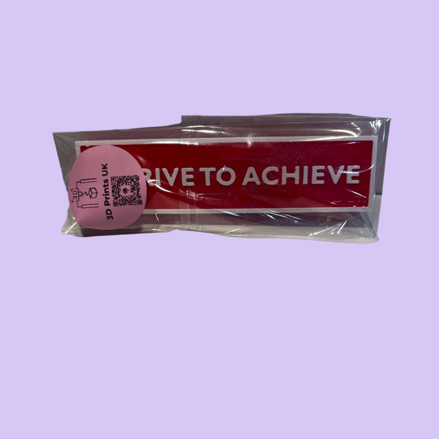 Flight Tag - Red White - Strive to Achieve - Raised View Packaged