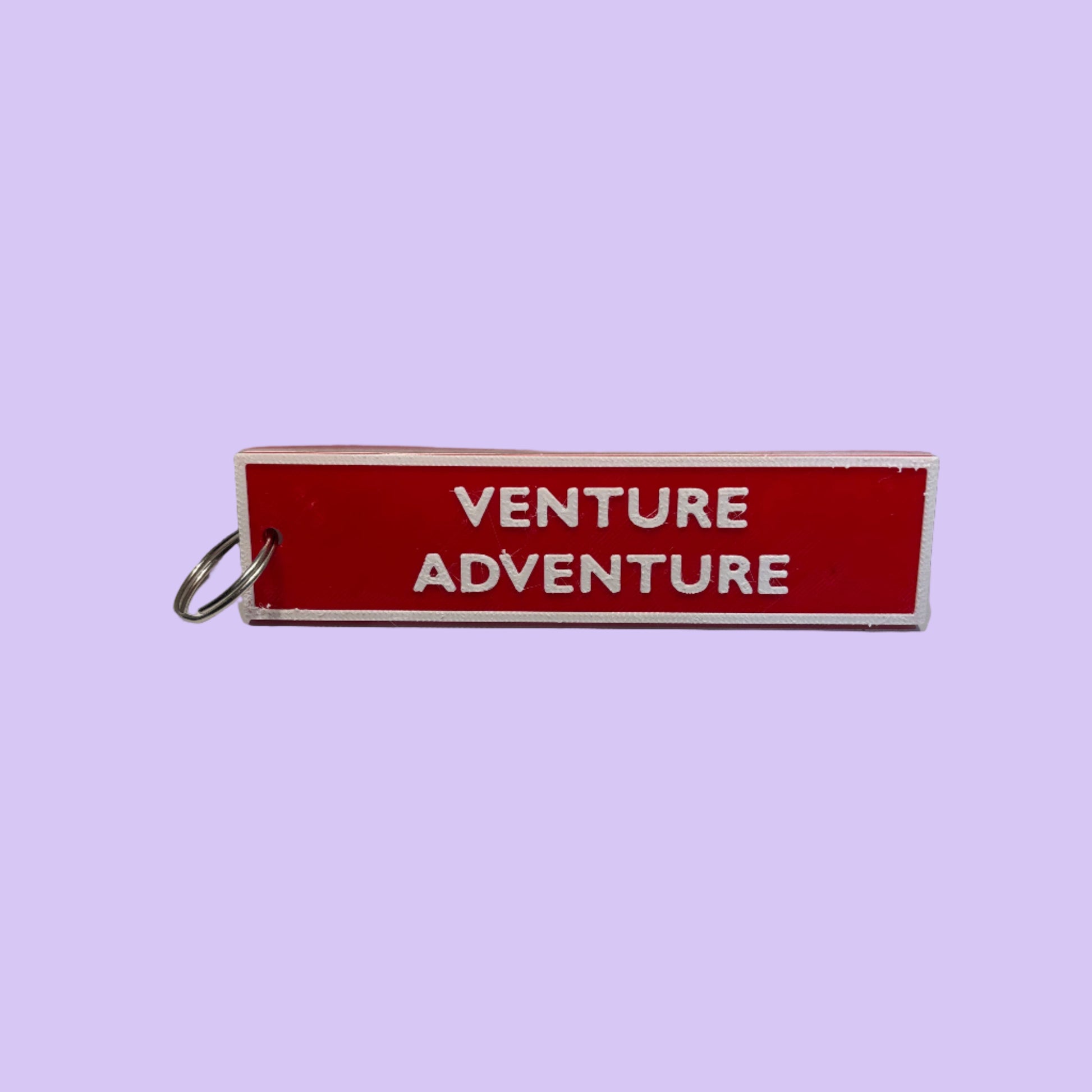 Flight Tag - Red White - Venture  Adventure - Raised View