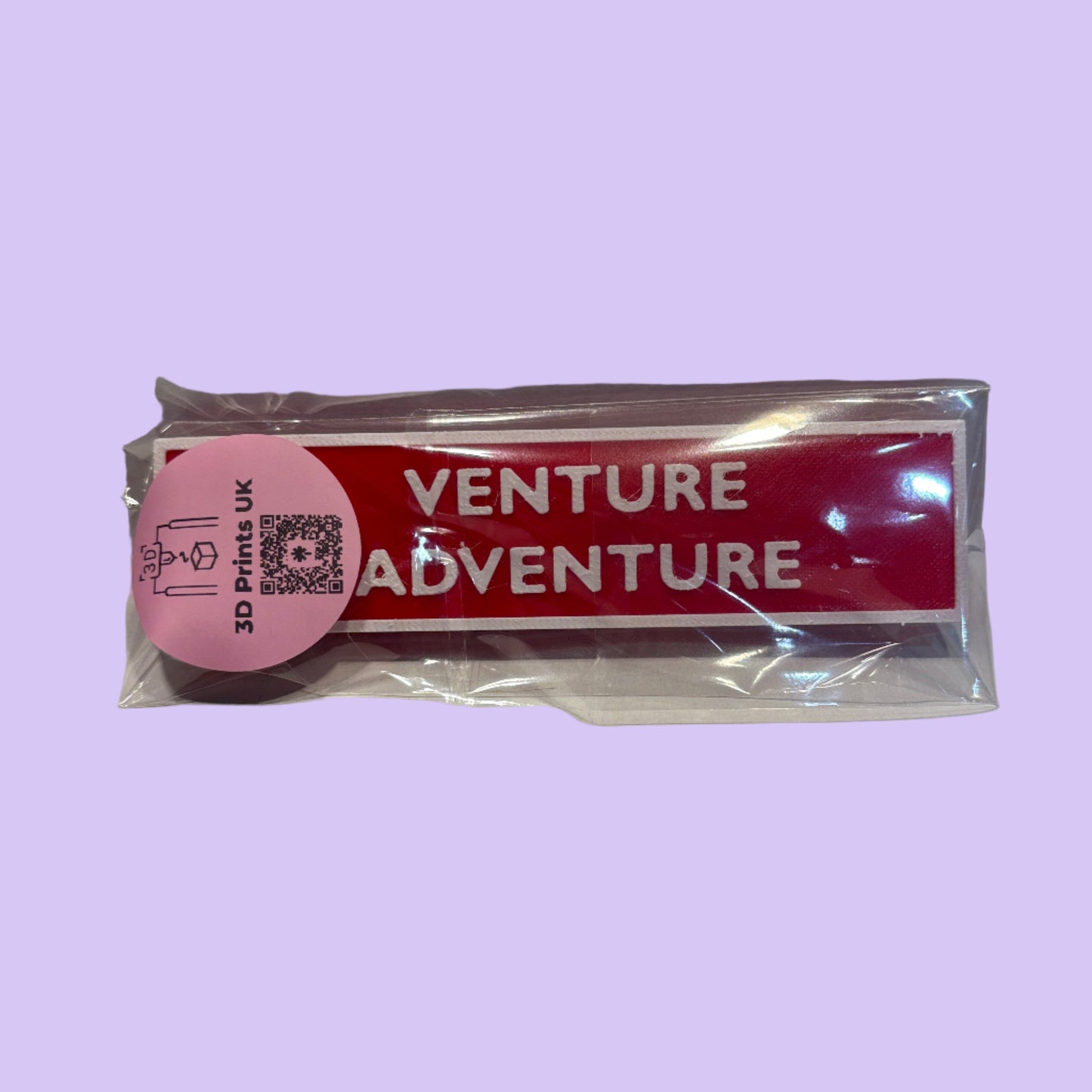 Flight Tag - Red White - Venture  Adventure - Raised View Packaged