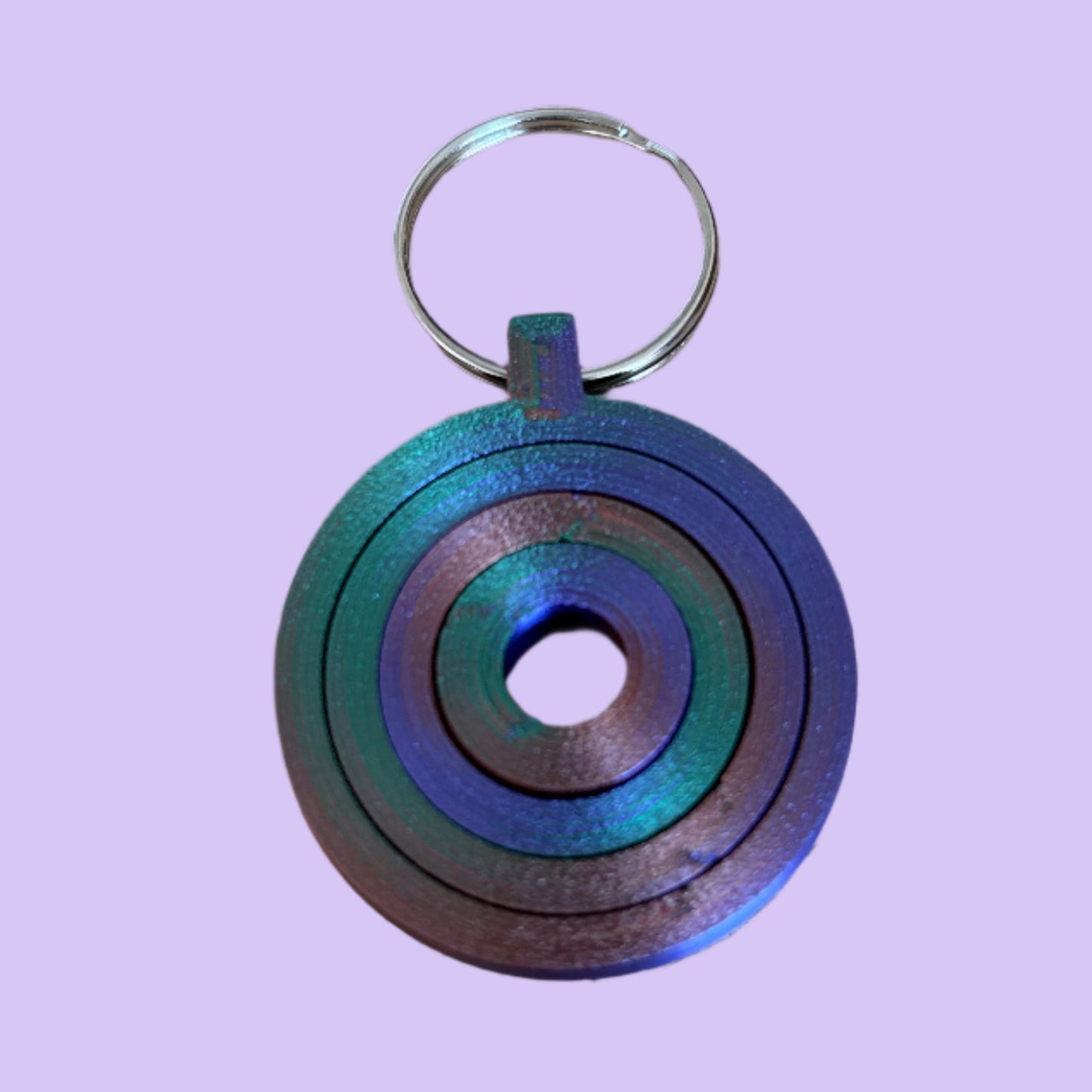 Gyroscopic Fidget Keyring - Bottom View - Sovol Tri Colour Purple, Green, Copper