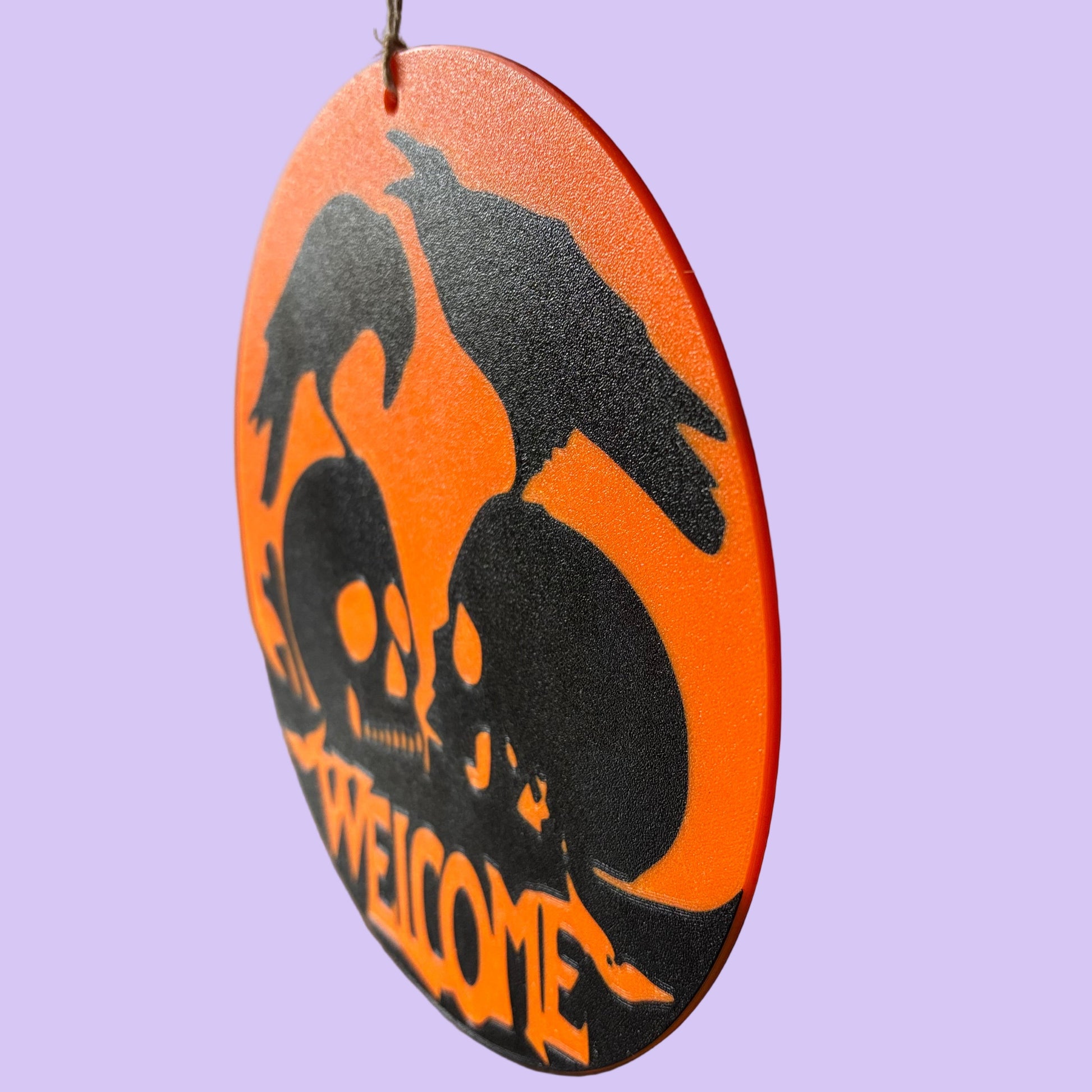 Halloween Sign-Welcome Crows and Skulls-Flush-Right Side Front View