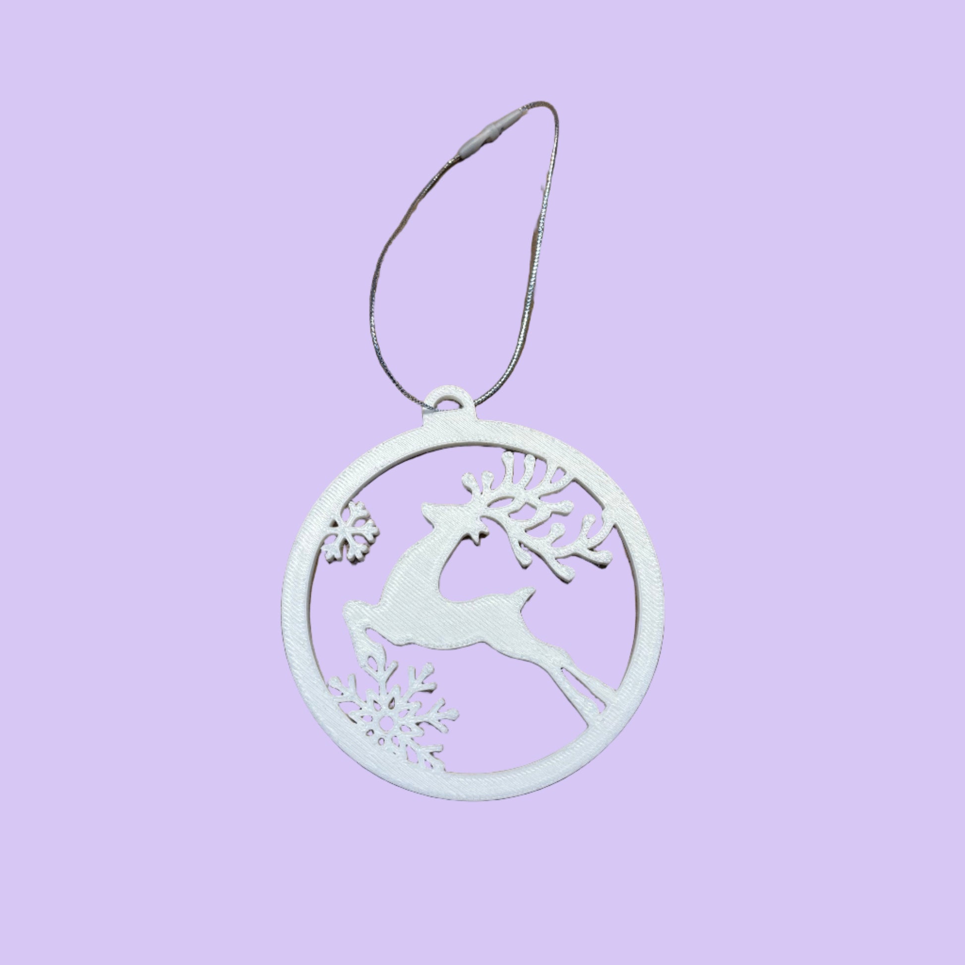 Jumping Reindeer Hanging Ornament - White PLA - Rear View