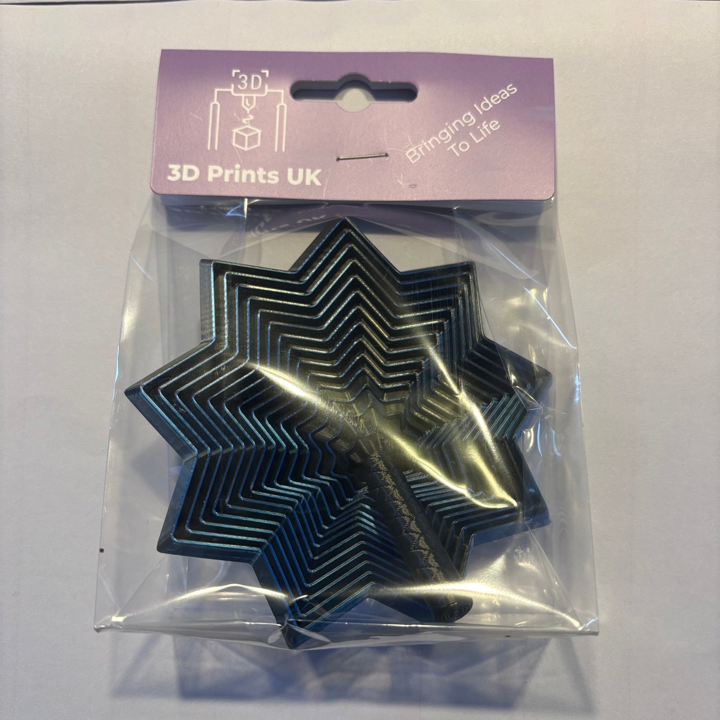 Living Aid - Sensory Star Super Fidget 100mm - Blue Black - Front View Packaged