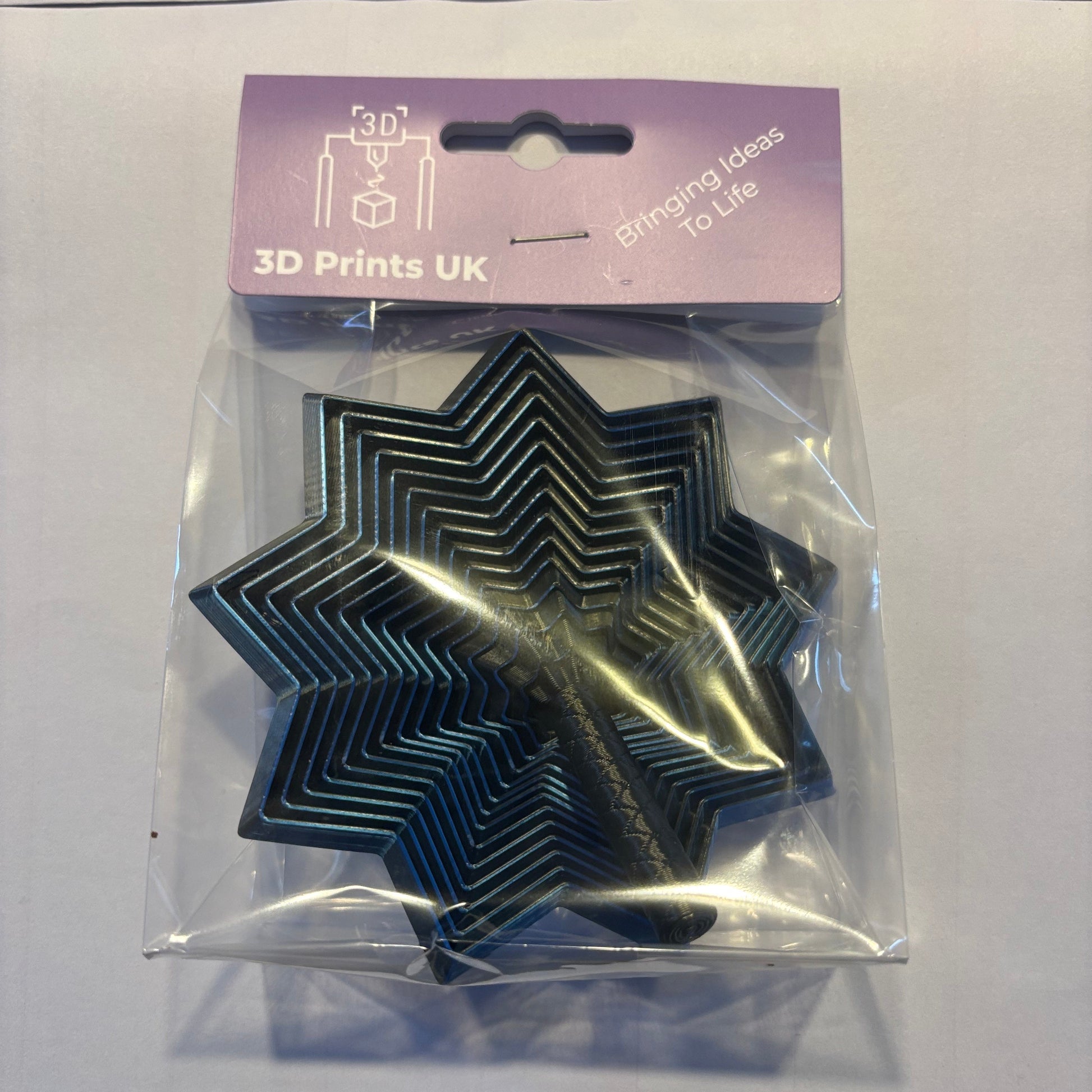 Living Aid - Sensory Star Super Fidget 100mm - Blue Black - Front View Packaged