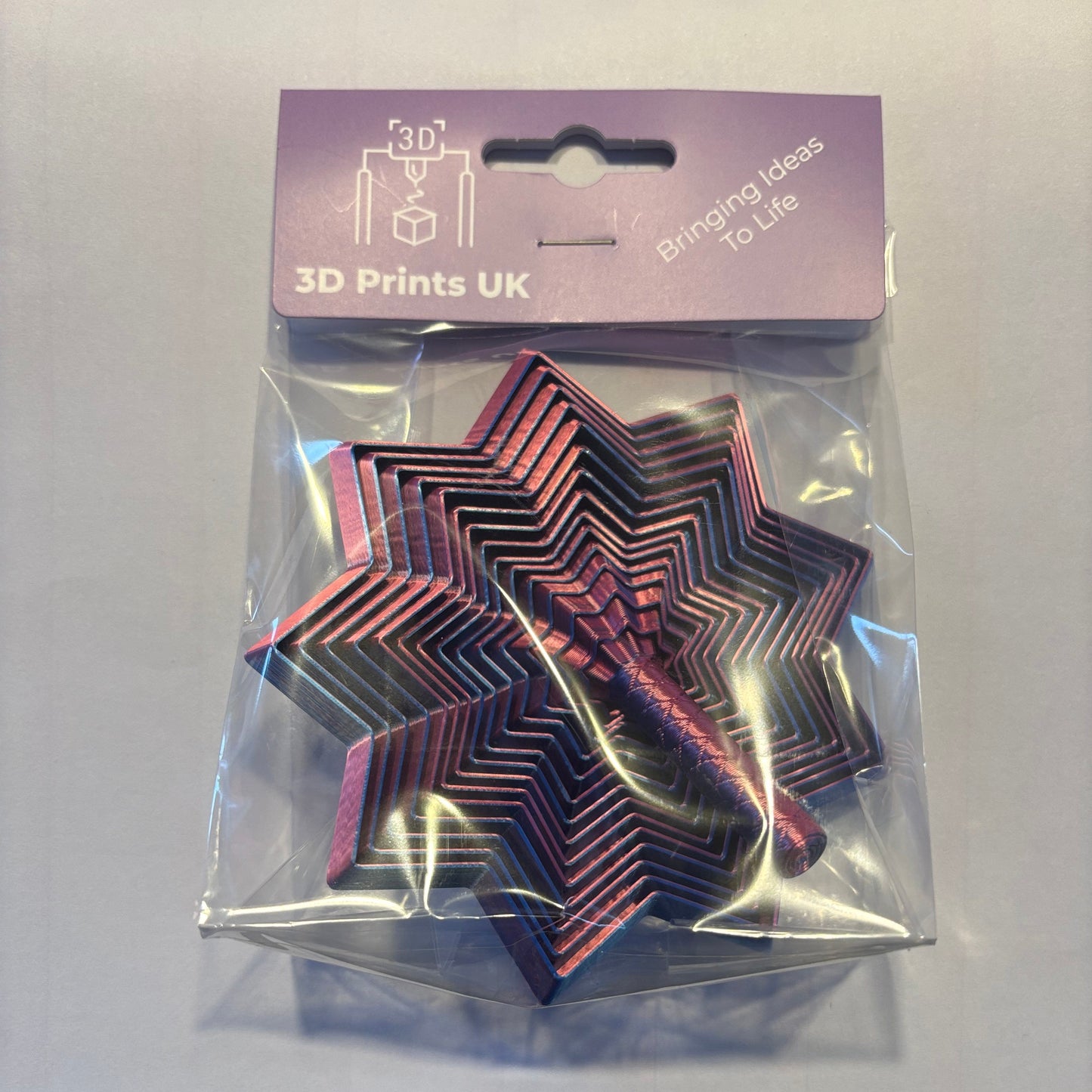 Living Aid - Sensory Star Super Fidget 100mm - Blue Red - Packaged Front View