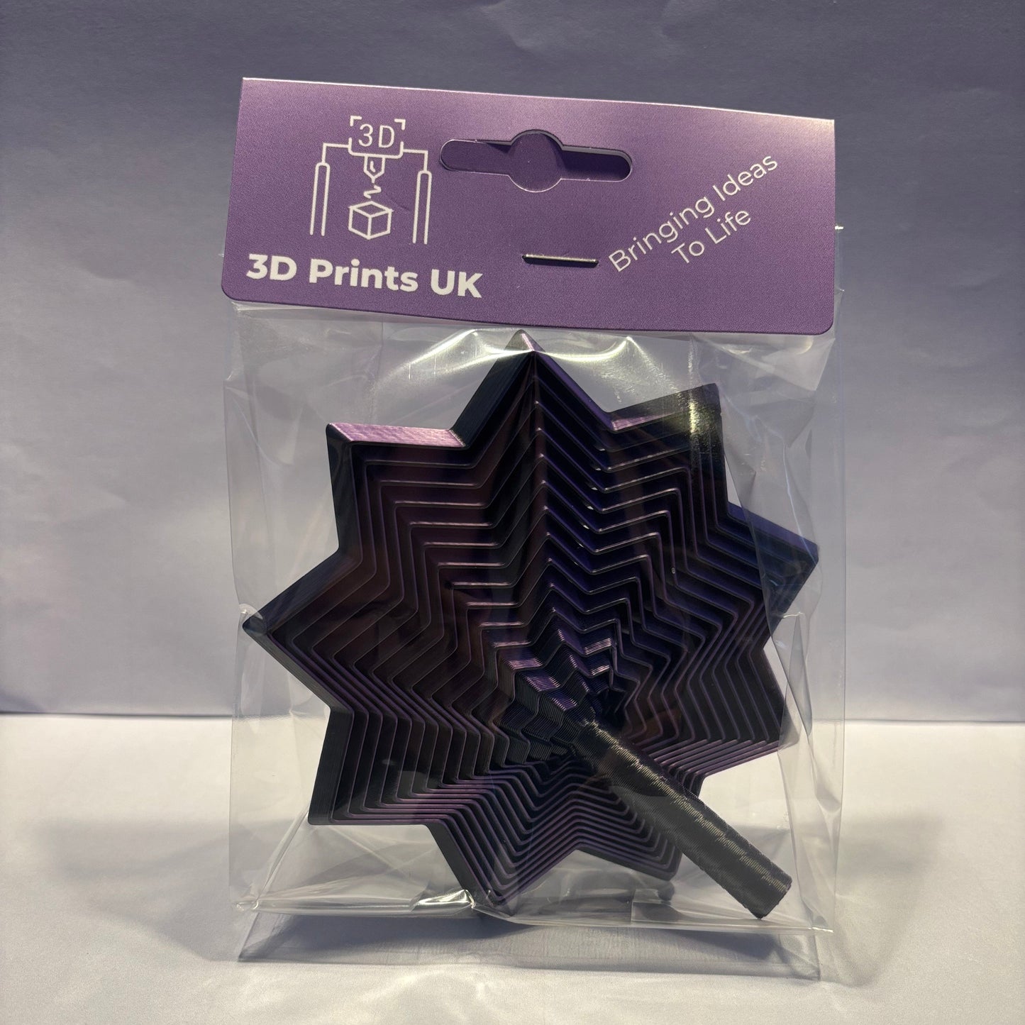 Living Aid - Sensory Star Super Fidget 100mm - Purple Black - Packaged Front View