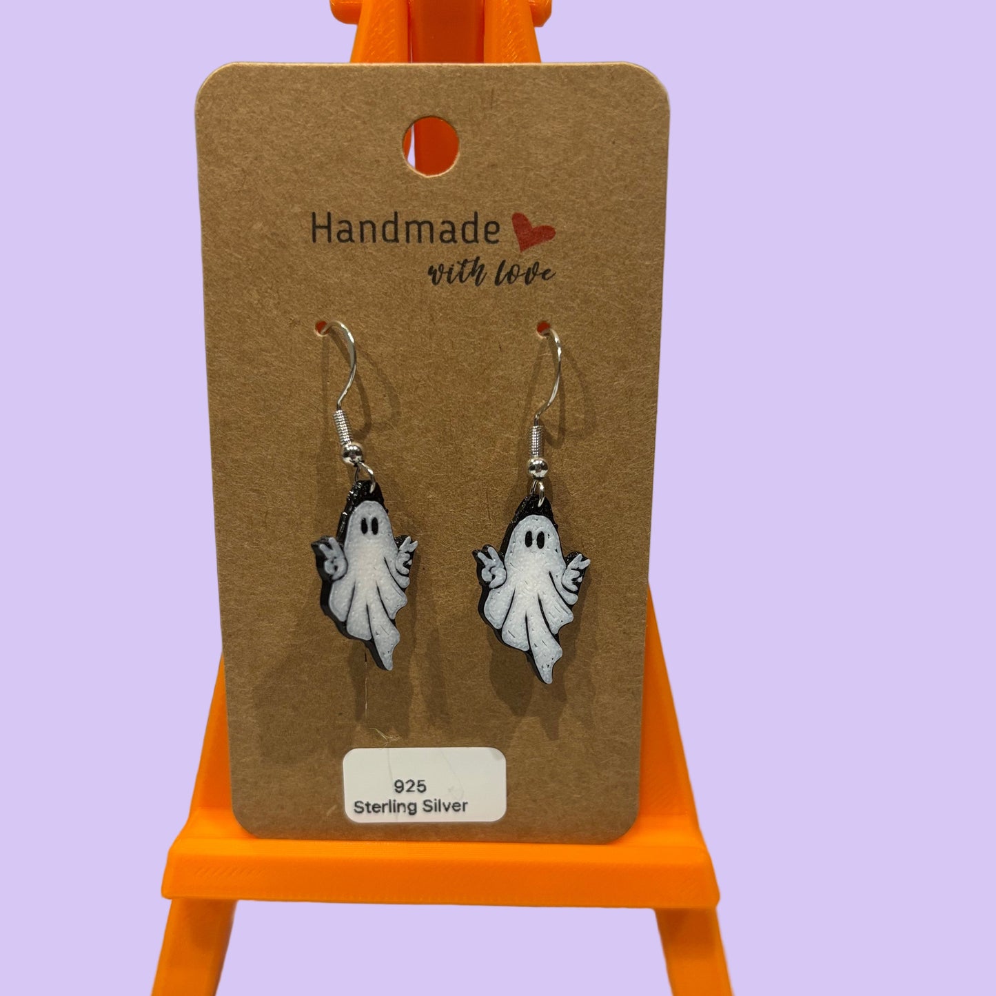 Peace Ghost Hook Earrings - Front View