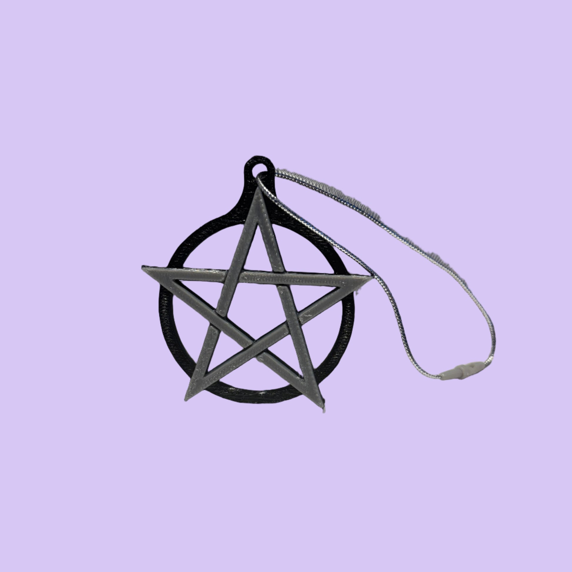 Pentacle Hanging Decoration - Black Silver - Front View
