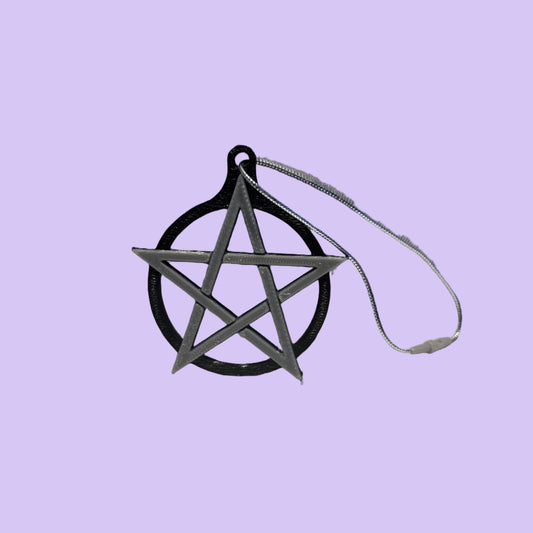 Pentacle Hanging Decoration - Black Silver - Front View