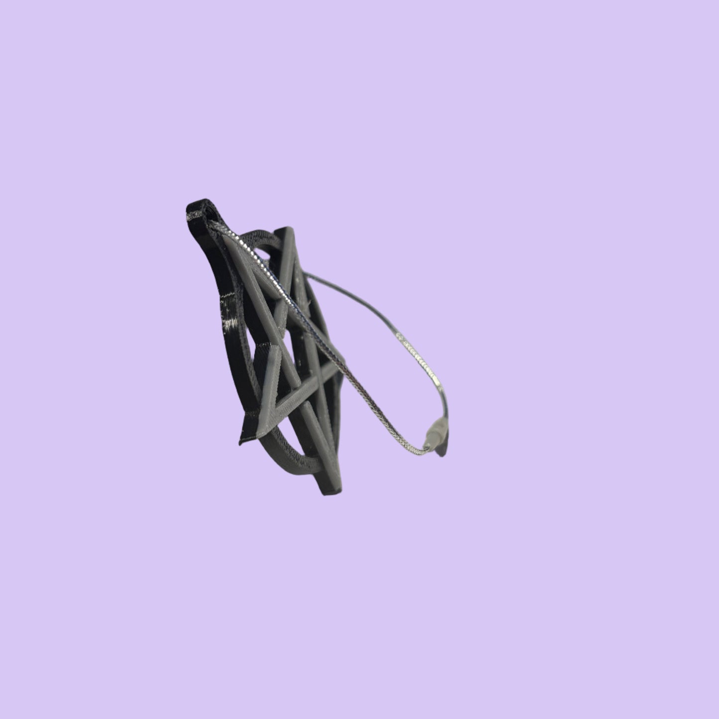 Pentacle Hanging Decoration - Black Silver - Side View