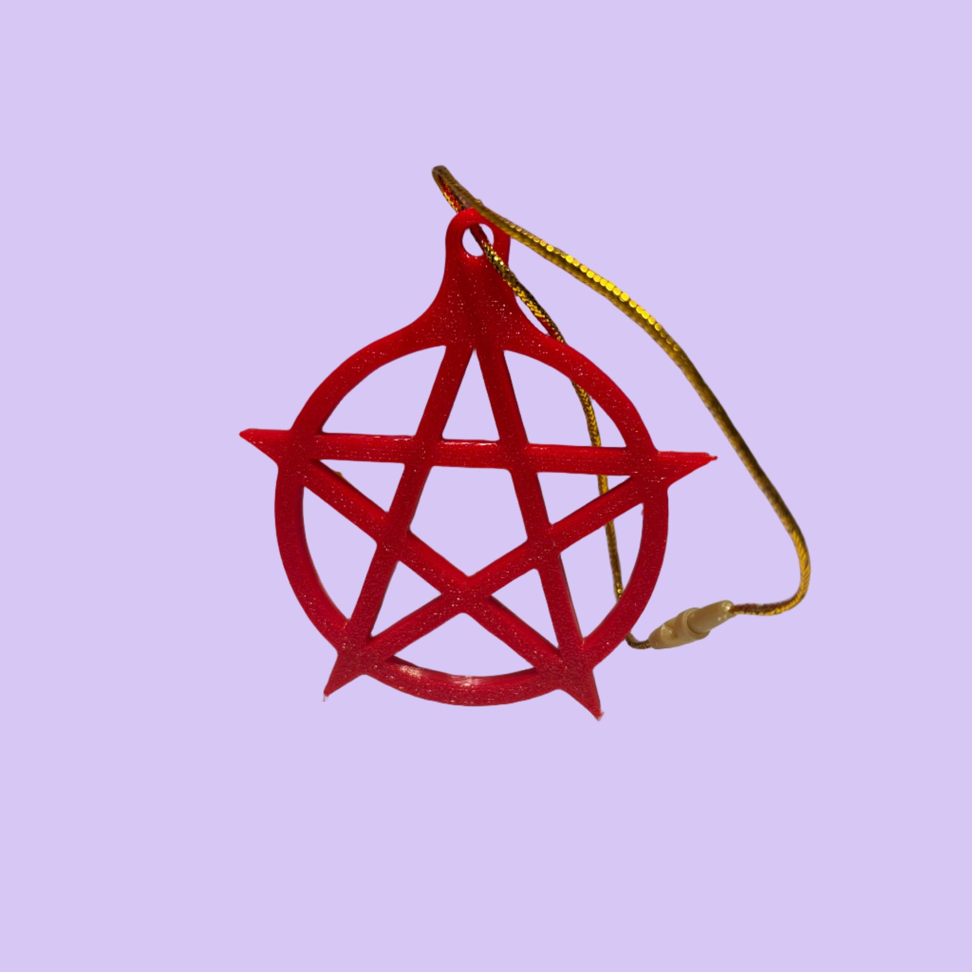 Pentacle Hanging Decoration - Red Gold - Rear View
