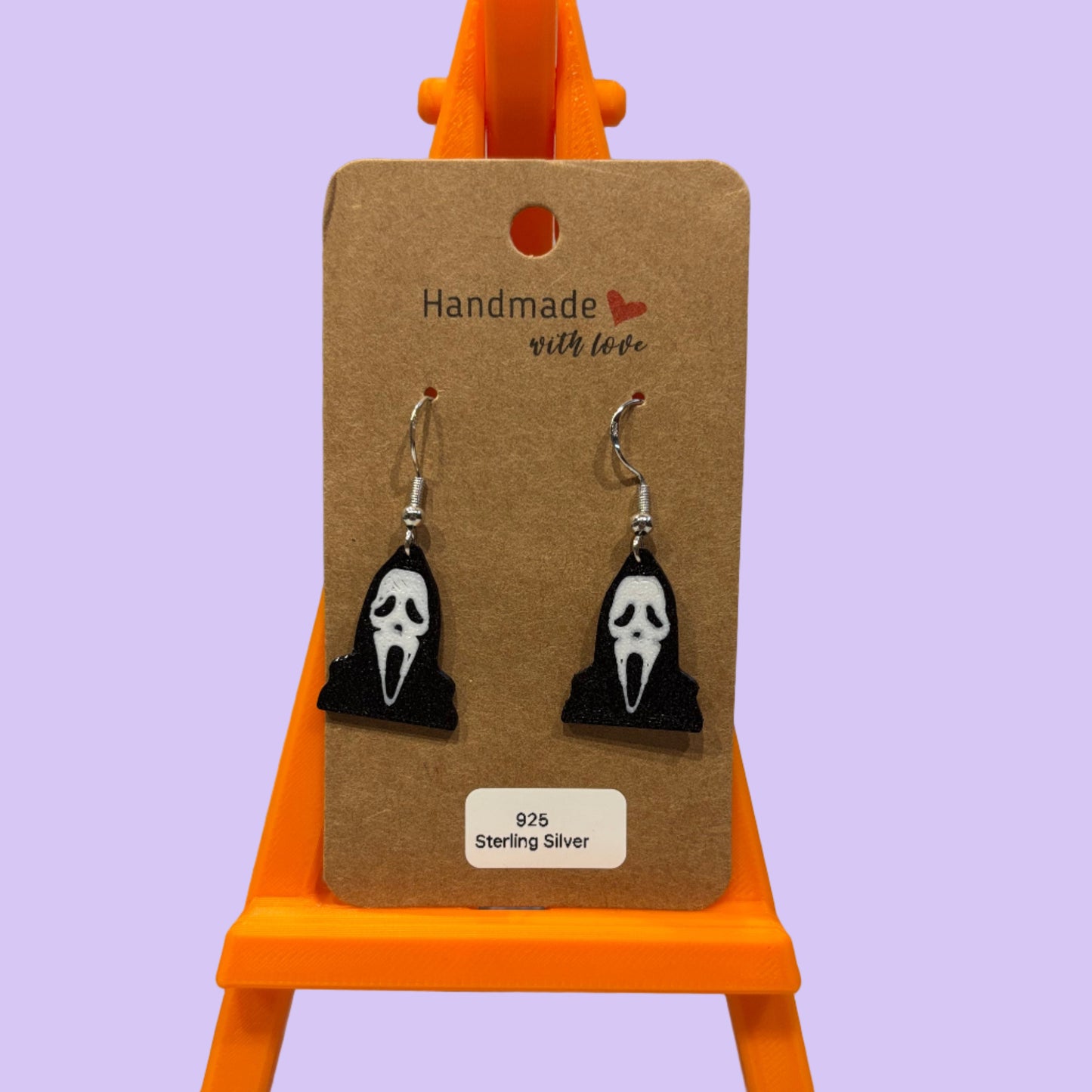 Scream Hook Earrings - Scream Face & Shoulders - Front View 