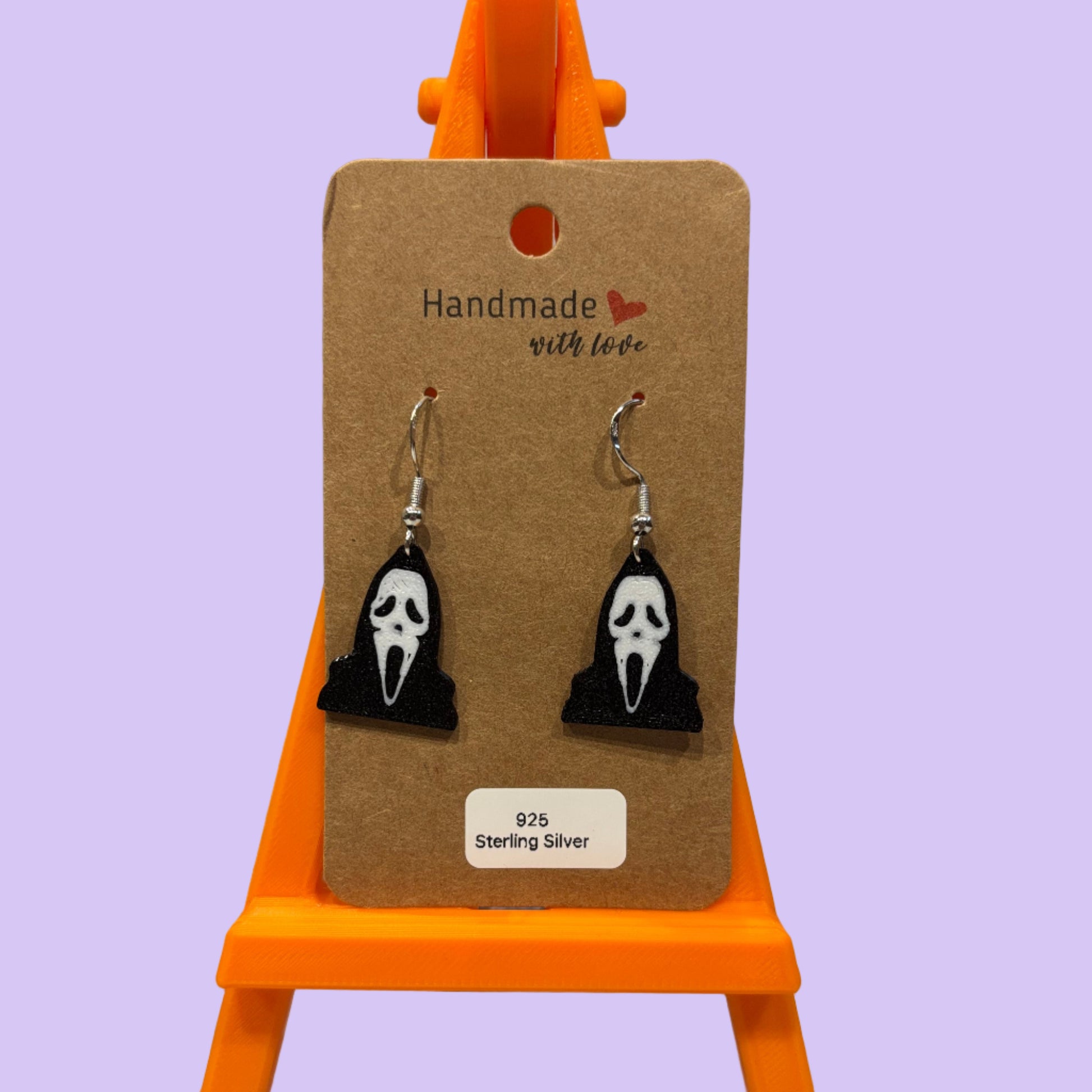 Scream Hook Earrings - Scream Face & Shoulders - Front View 