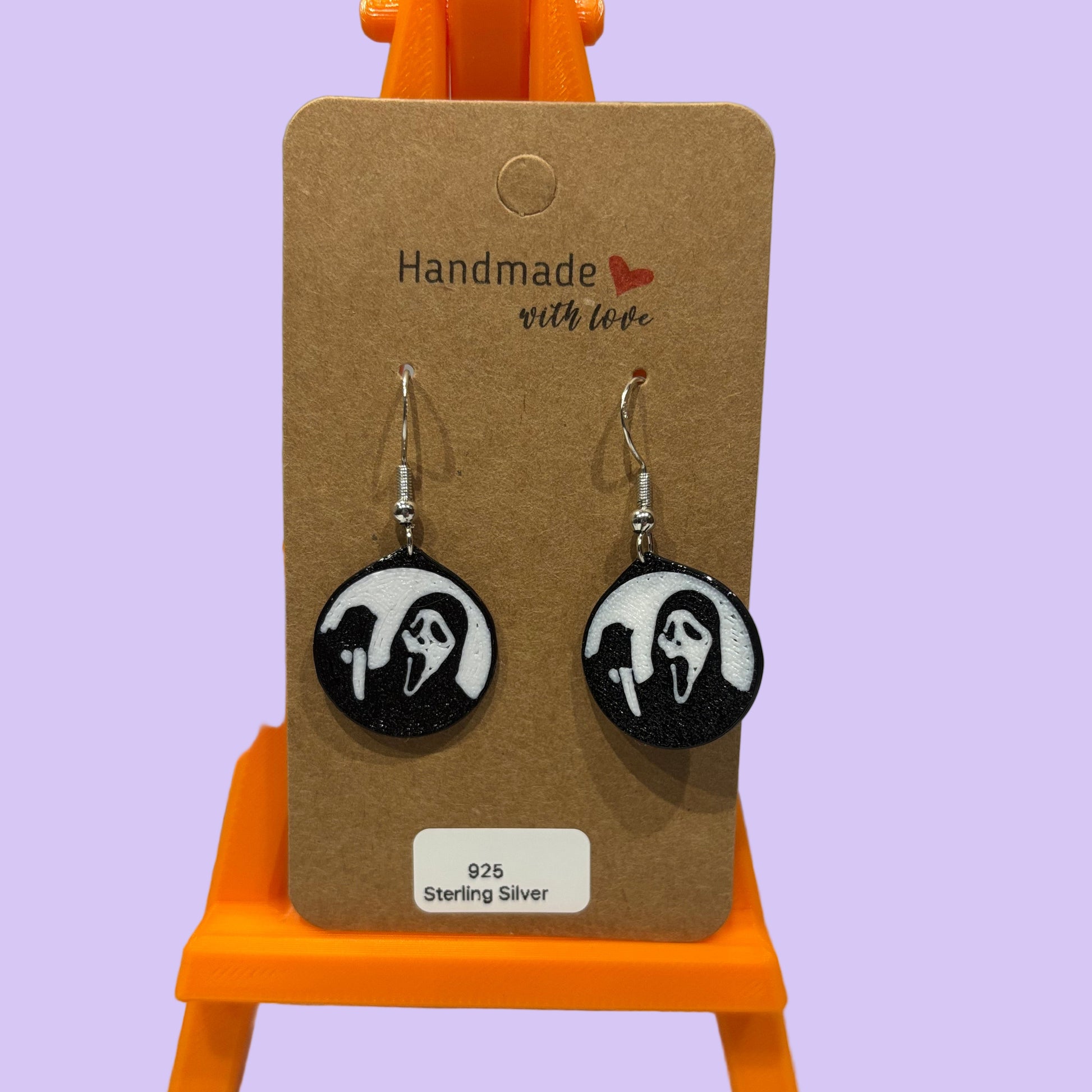 Scream Hook Earrings - Scream Face in Circle - Front View