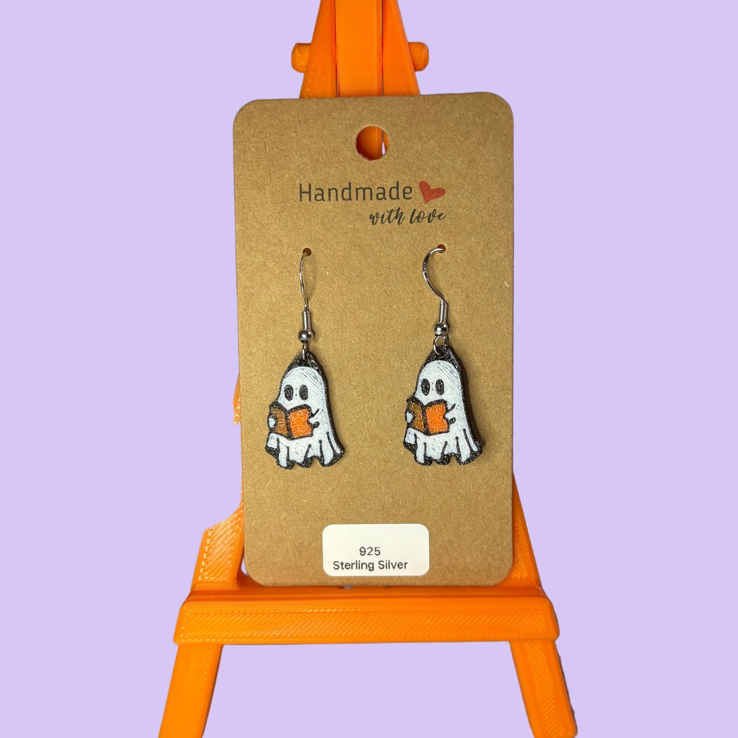 Side Book Ghost Hook Earrings - Front View