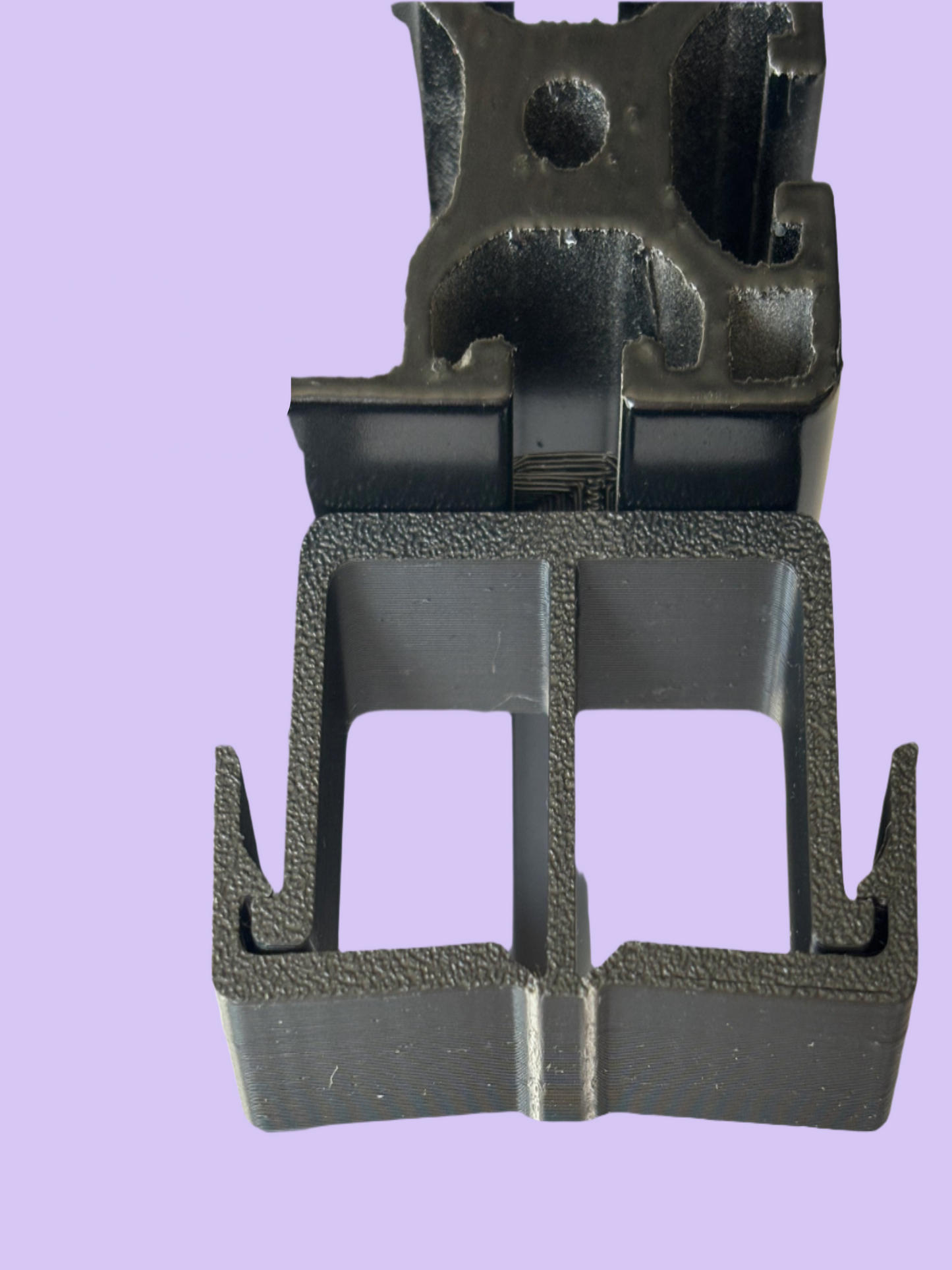 Sim Racing Cable Management Clip 40mm - Bottom View Mounted  - Black