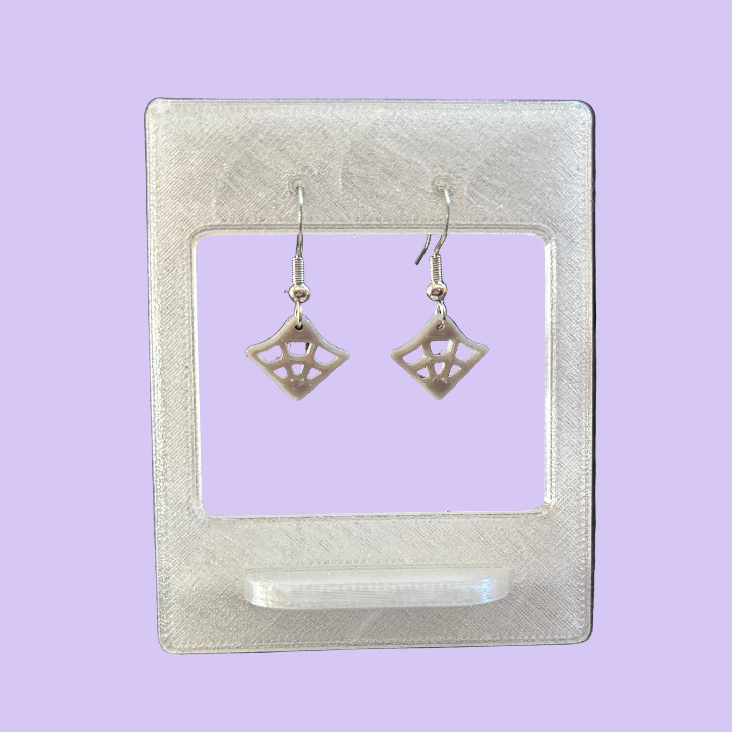 Spiderweb 1/4 Hook Earrings - Silver - Front View