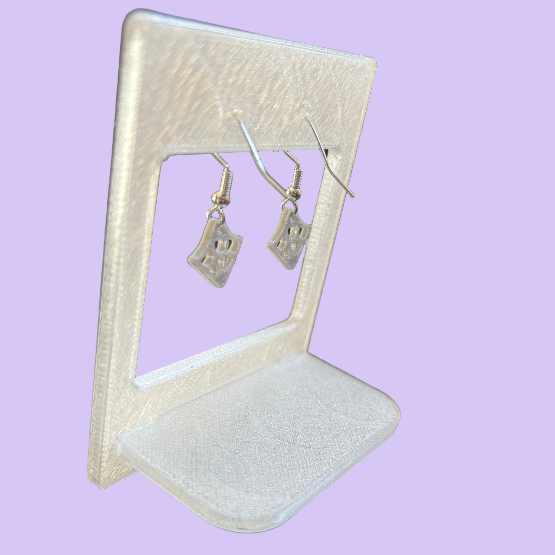 Spiderweb 1/4 Hook Earrings - Silver - Left View