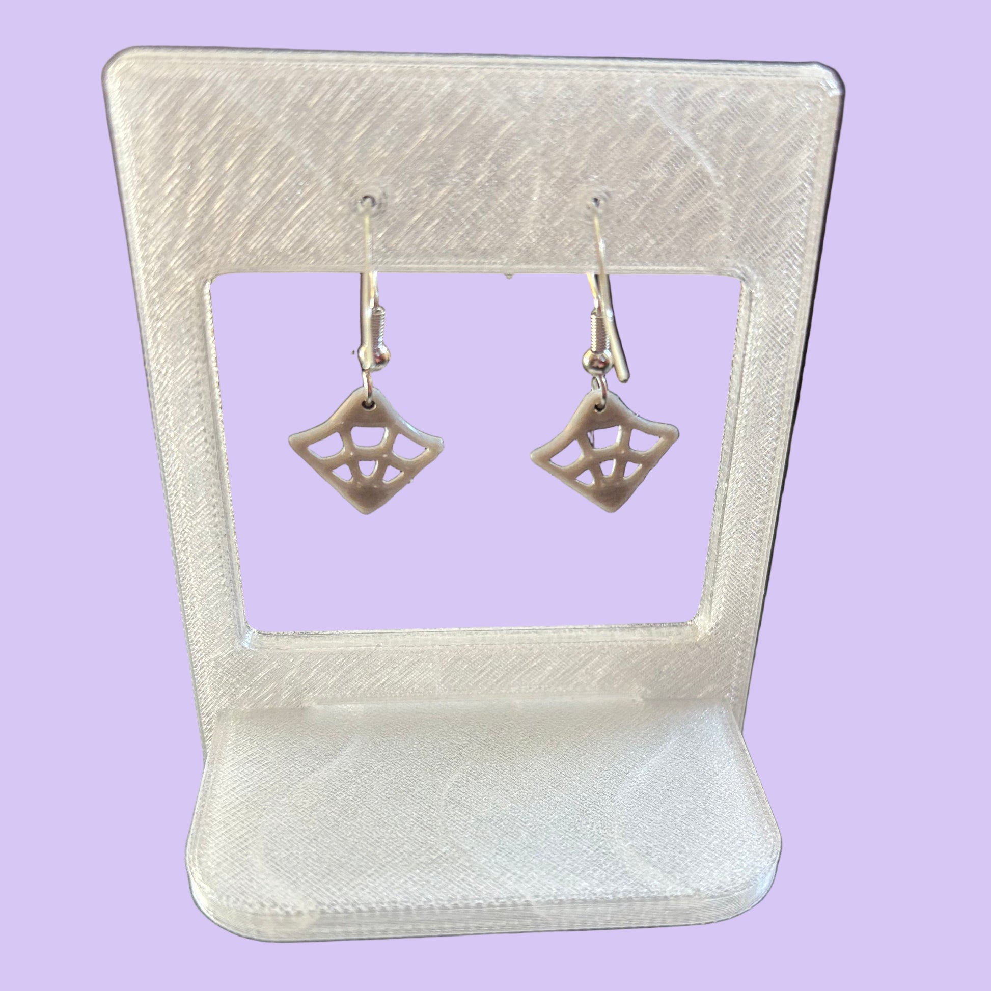 Spiderweb 1/4 Hook Earrings - Silver - Rear View