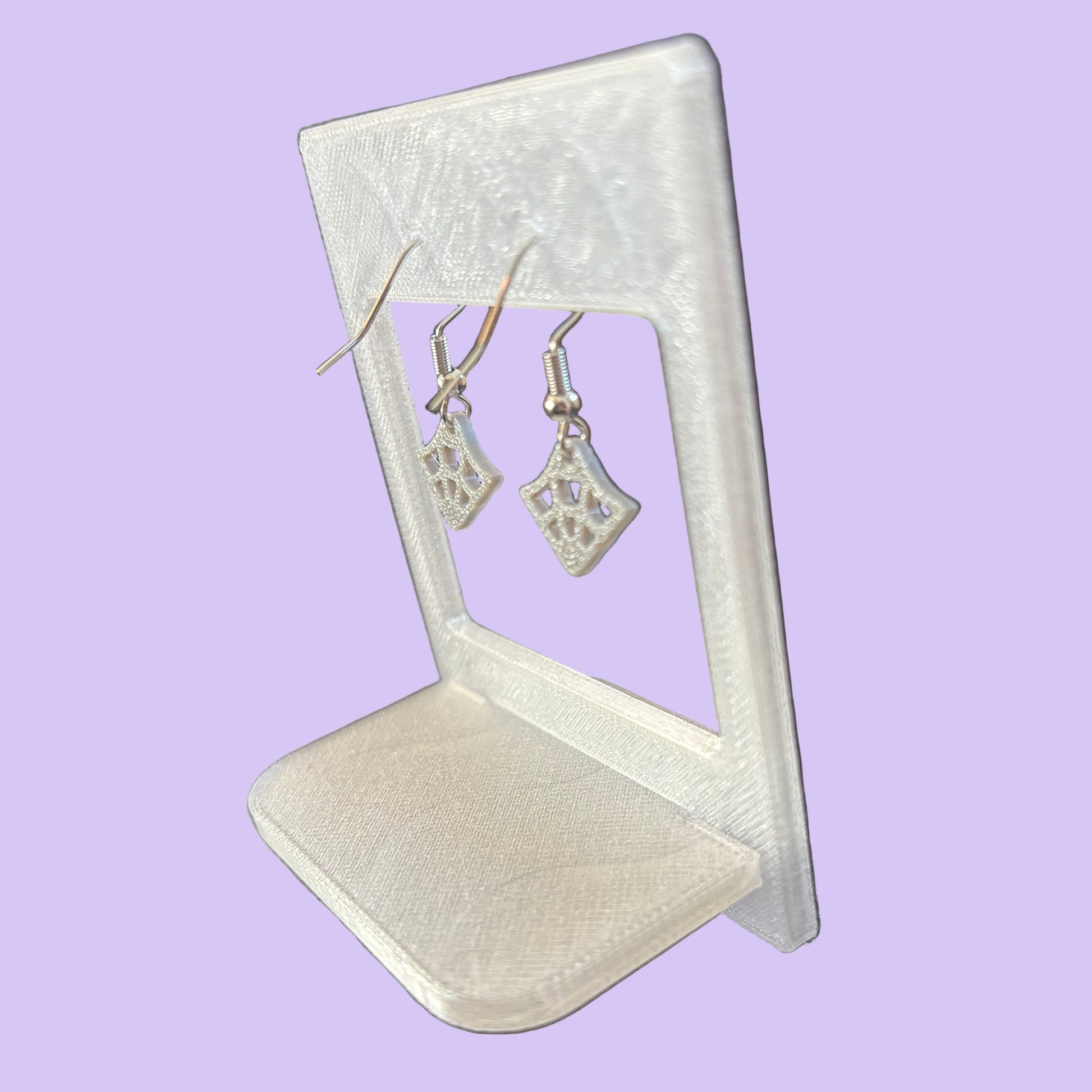 Spiderweb 1/4 Hook Earrings - Silver - Right View