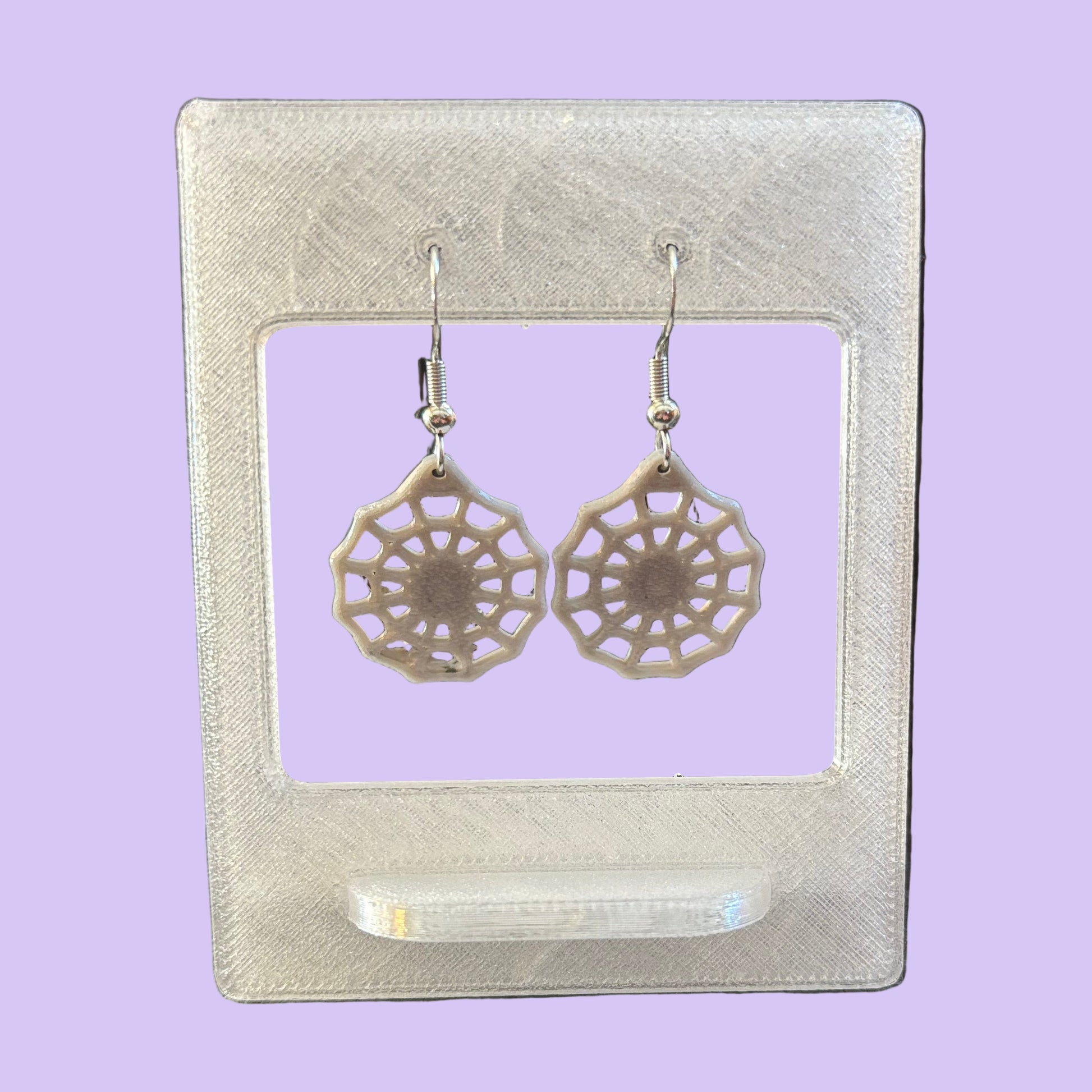 Spiderweb Full Hook Earrings - Silver - Front View