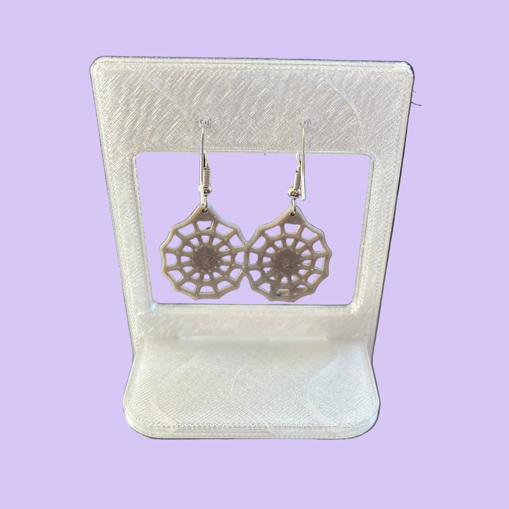 Spiderweb Full Hook Earrings - Silver - Rear View