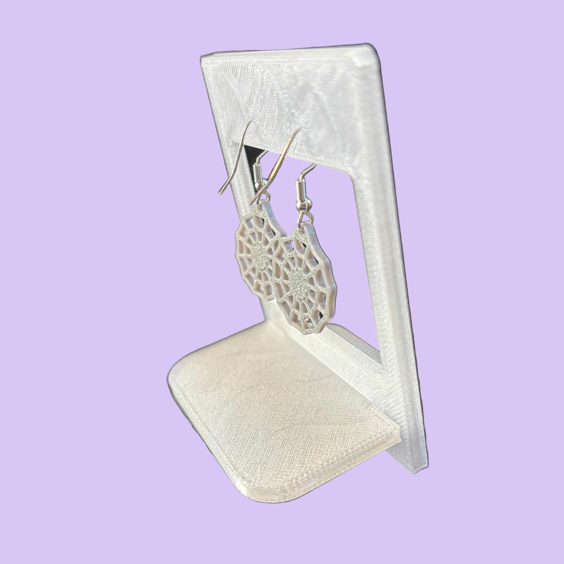 Spiderweb Full Hook Earrings - Silver - Right View