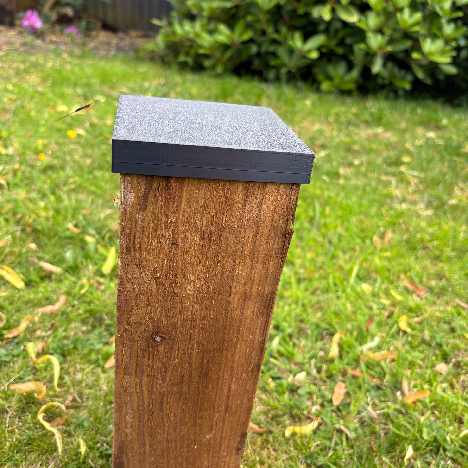 Square Fence Post Cap - Black - Front View