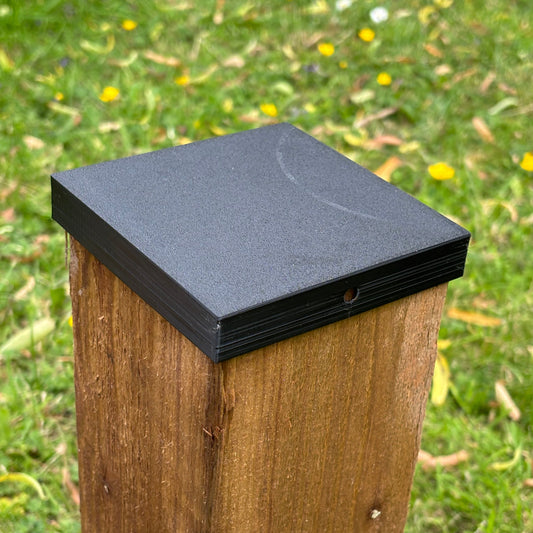 Square Fence Post Cap - Black - Top Side View
