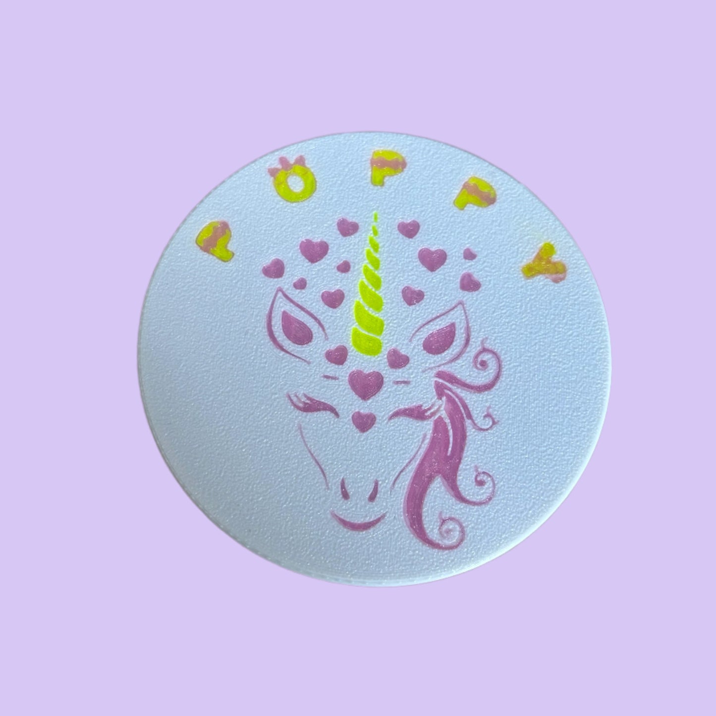 Unicorn Coaster - Top View - Poppy