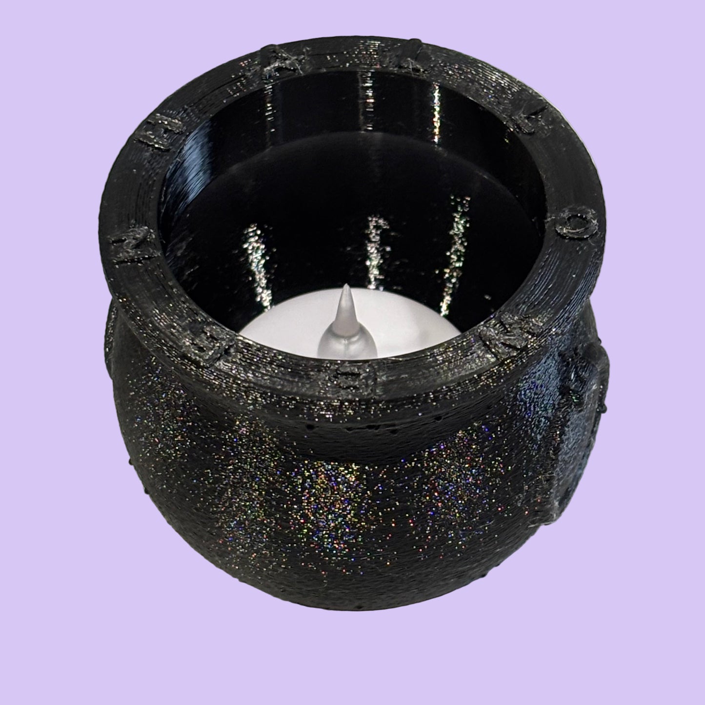 Witch Cauldron Halloween Storage Pot - Tealight Off View