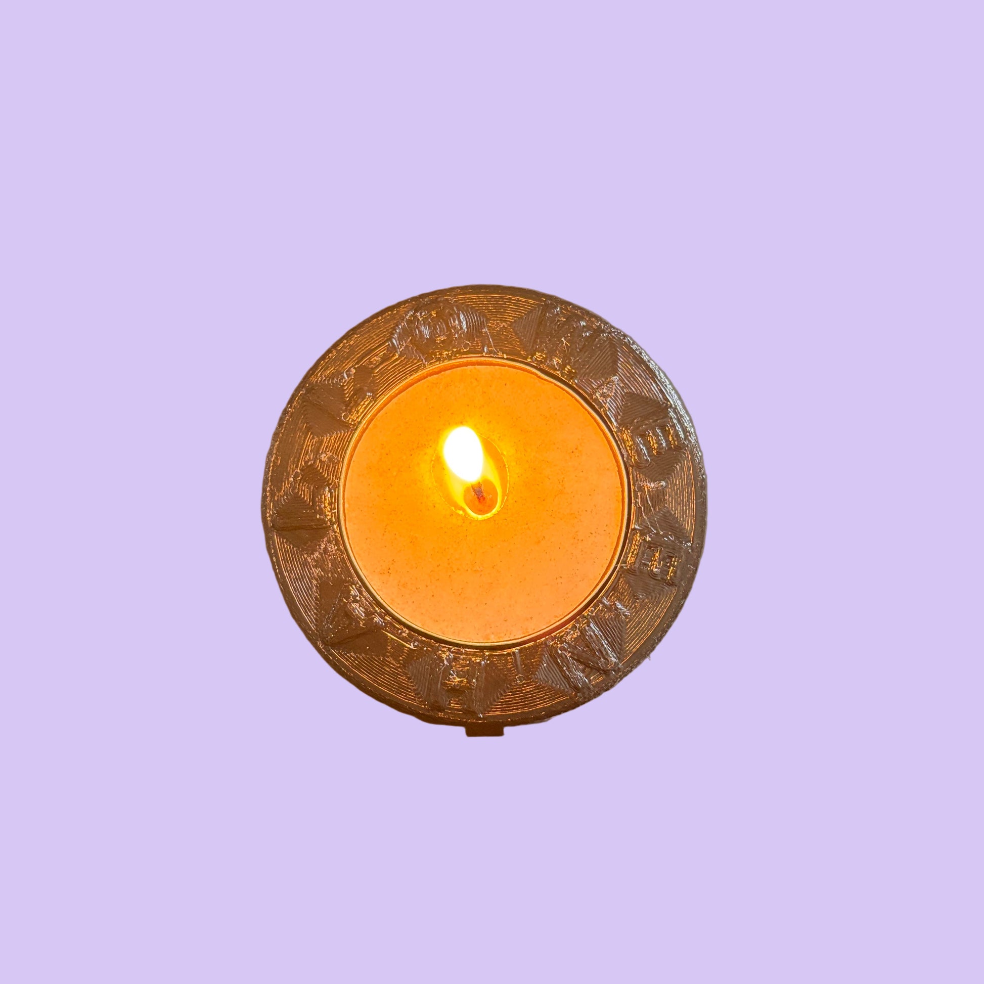 Witch Cauldron Halloween Tealight Holder - Top View Lit