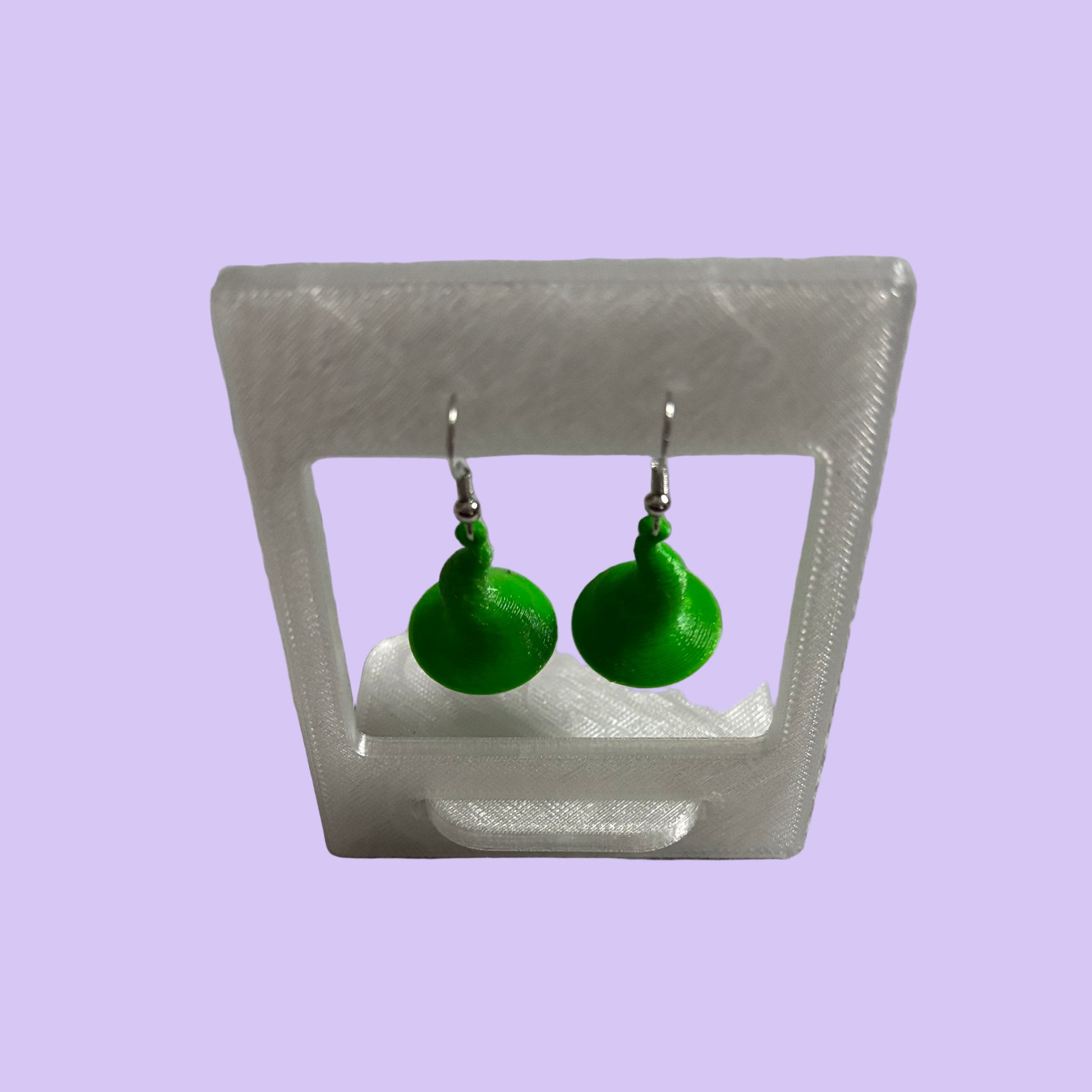 Witches Hat 3D Hook Earrings - Green - Front Top View