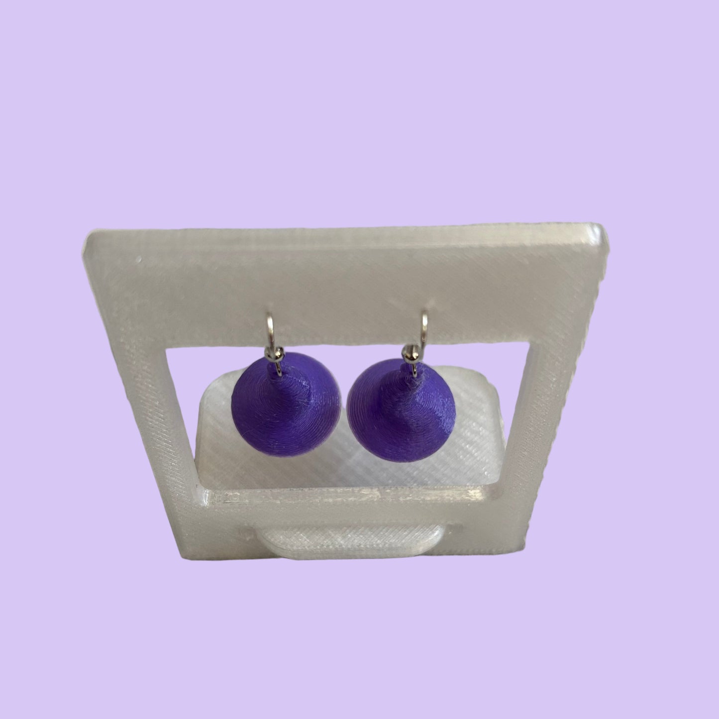 Witches Hat 3D Hook Earrings - Purple - Front Top View