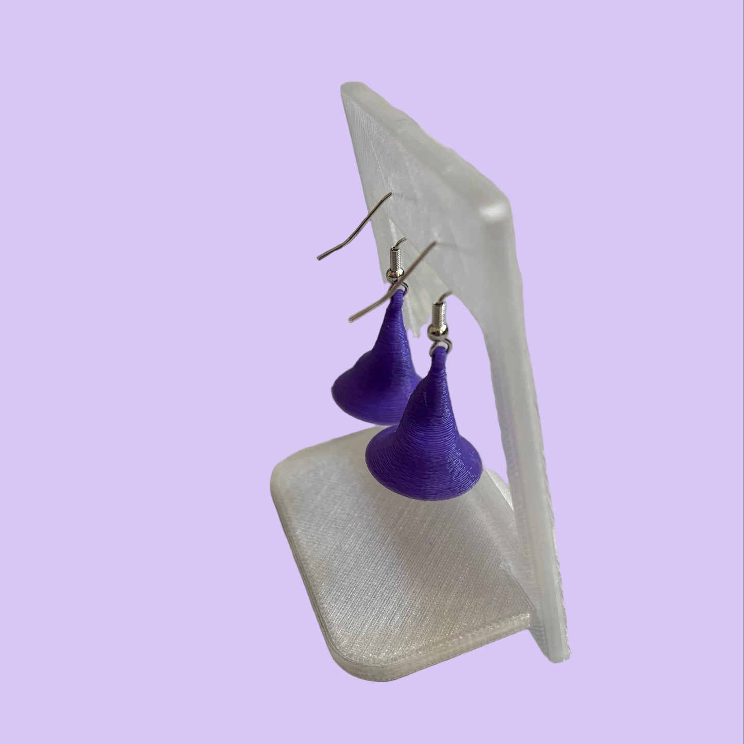 Witches Hat 3D Hook Earrings - Purple - Right View